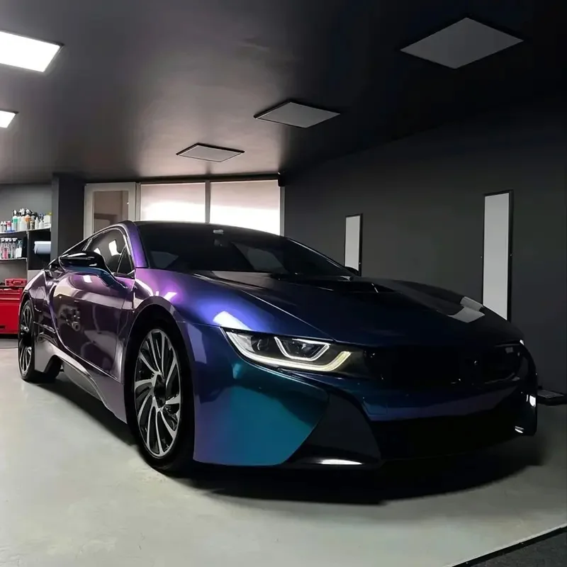 Sparkle Metallic Chameleon Vinyl Wrap Film Roll Purple to Blue Adhesive Decal Vehicle Car Wrapping thumbnail 2