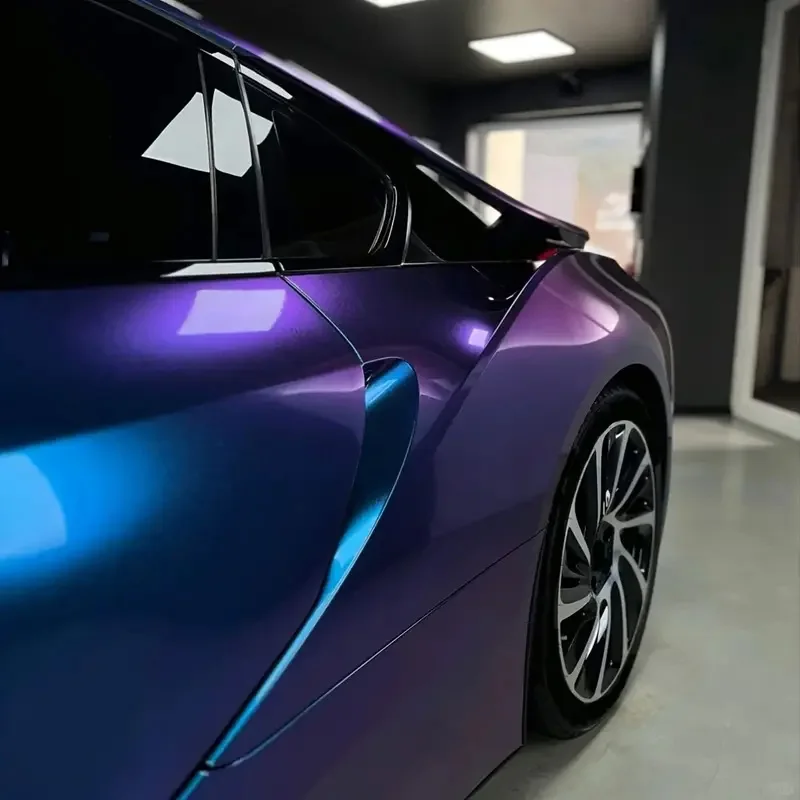 Sparkle Metallic Chameleon Vinyl Wrap Film Roll Purple to Blue Adhesive Decal Vehicle Car Wrapping thumbnail 3