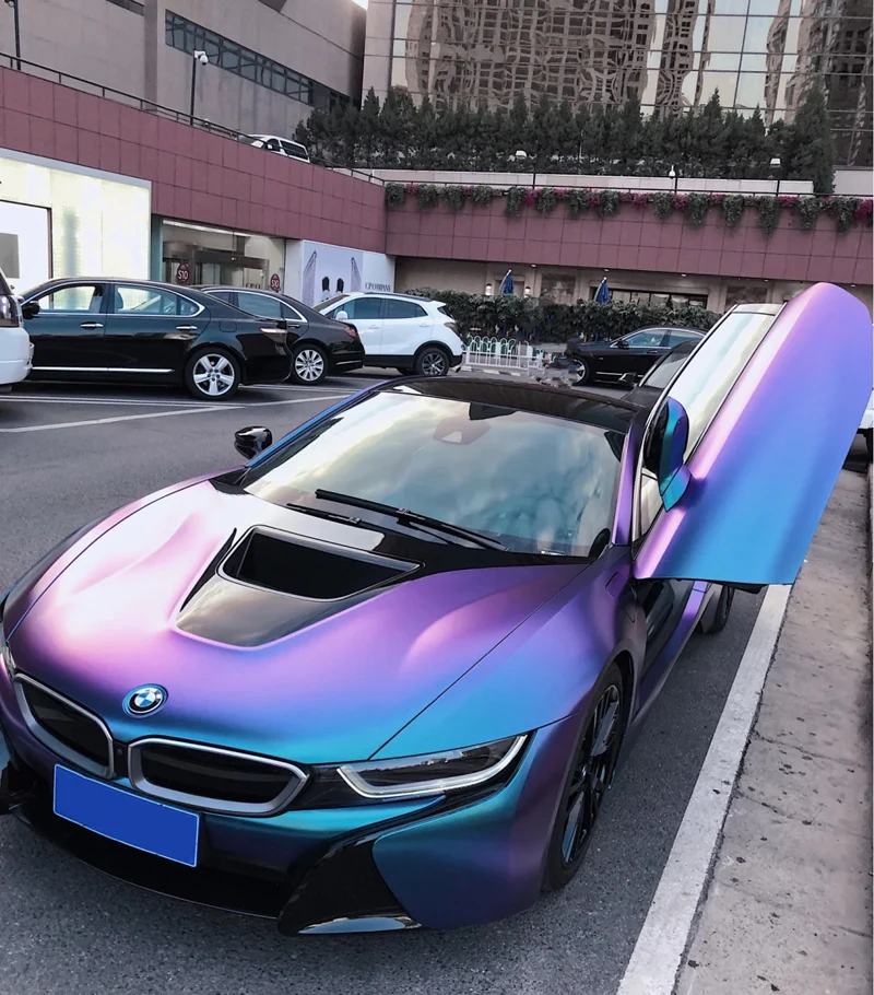 Sparkle Metallic Chameleon Vinyl Wrap Film Roll Purple to Blue Adhesive Decal Vehicle Car Wrapping thumbnail 5