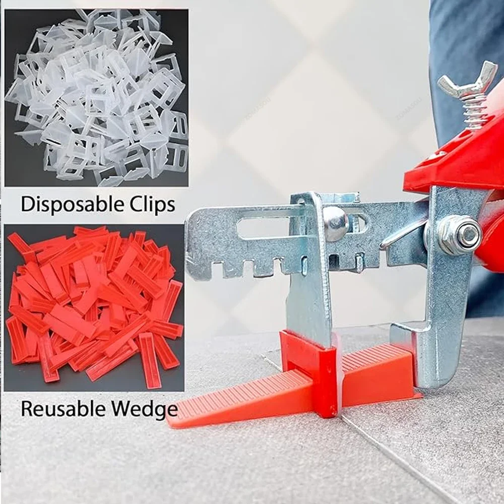 1-601PC Wall Floor Tile Leveling System Clips Ceramic Leveler Spacer Plier Wadge Kit for Tile Laying Construction Building Tools thumbnail 5