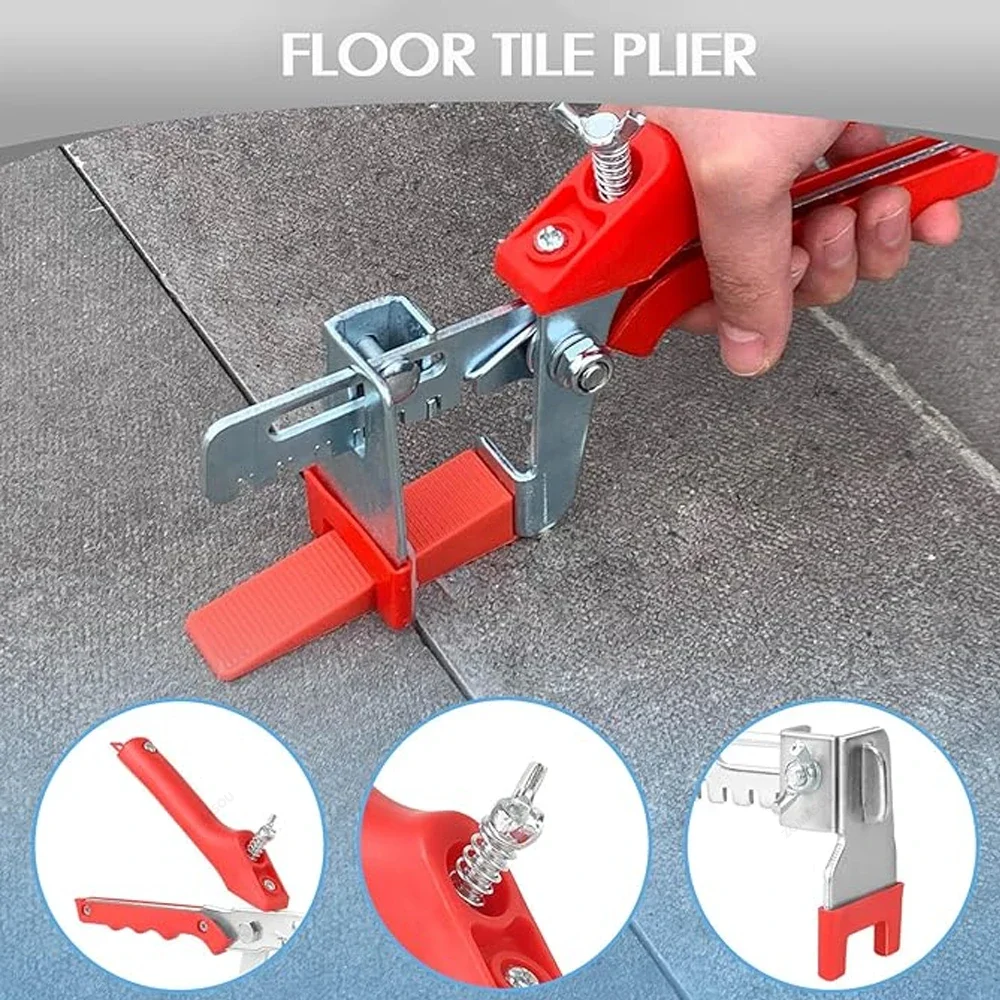 1-601PC Wall Floor Tile Leveling System Clips Ceramic Leveler Spacer Plier Wadge Kit for Tile Laying Construction Building Tools thumbnail 4