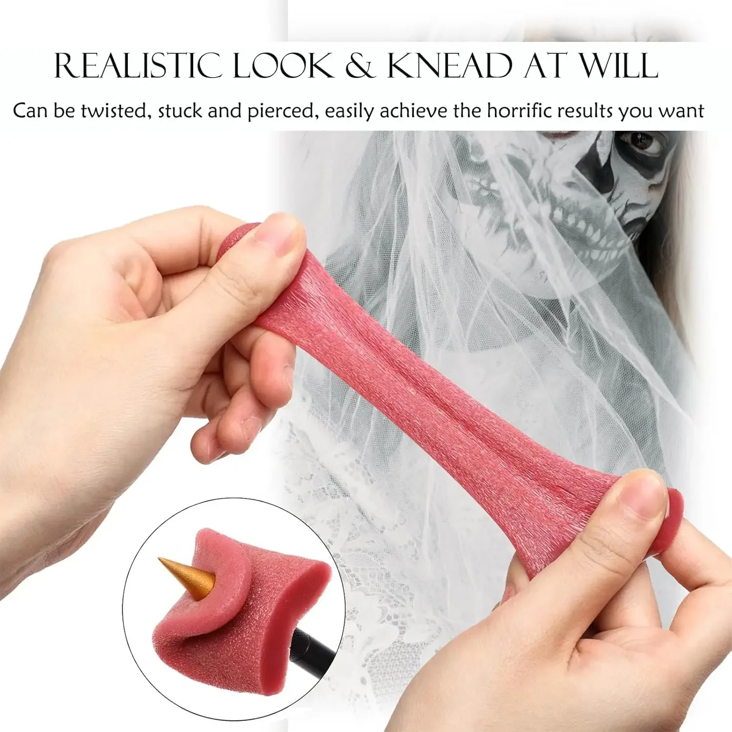 Tongue Piercing Prank Fake Tongue False Tongue Prop Clown Magic Show Props Horrific Magic Tricks Gift for Kid Child Halloween thumbnail 4