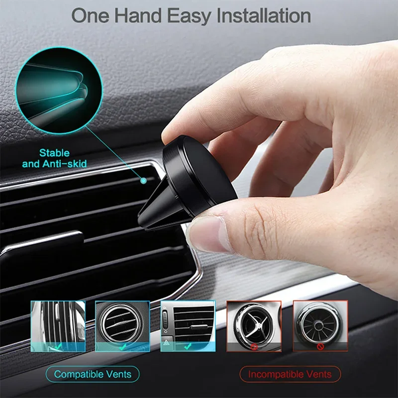 Air Vent Magnetic Car Phone Holder Magnet Smartphone Mobile Stand Cell GPS Support For iPhone 15 14 11 Xiaomi Mi Huawei Samsung thumbnail 6