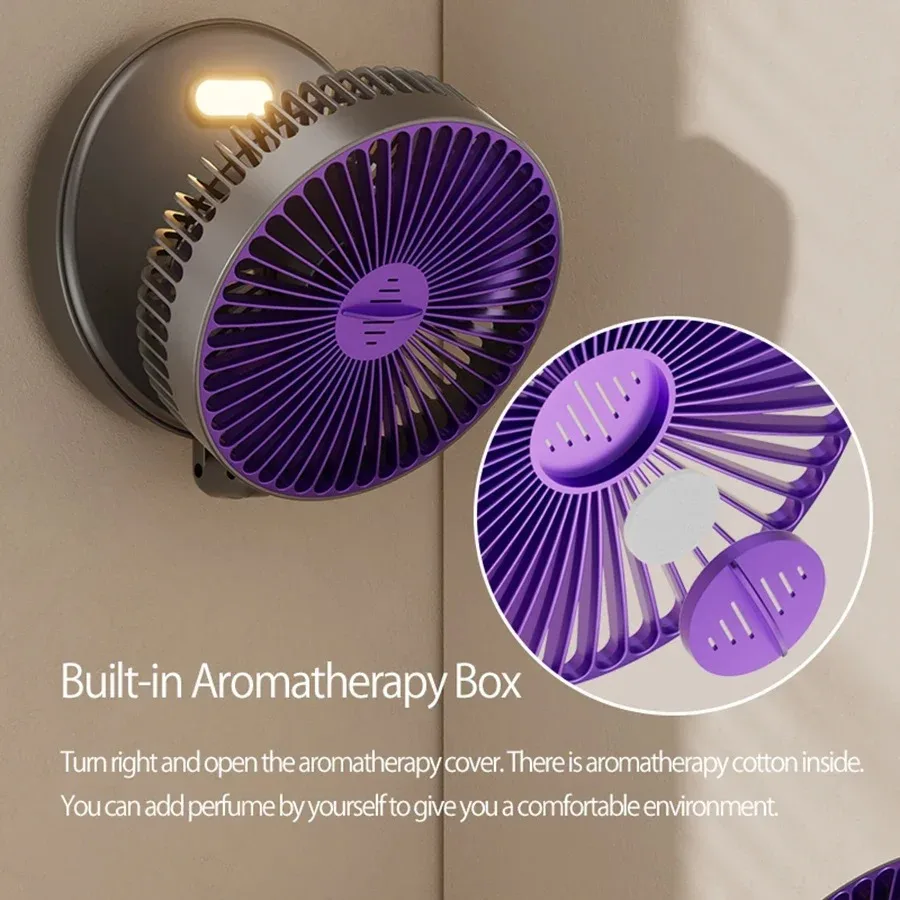 Foldable Rechargeable Fan Wall Mounted Fan Ceiling Fan Air Circulation Fan with LED Light thumbnail 4