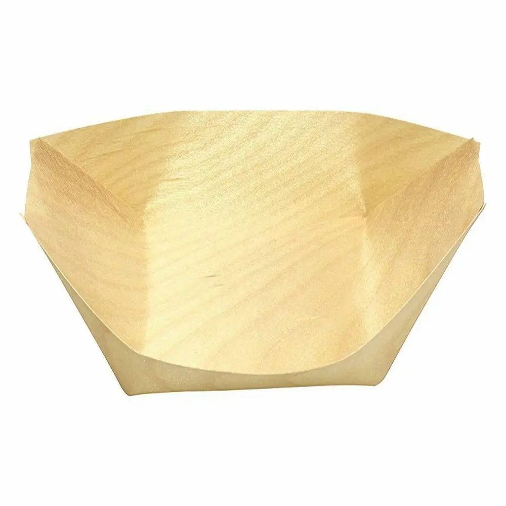 50pcs Pine Wood Serving Boat Disposable Food Tray For Home Catering Tool thumbnail 4