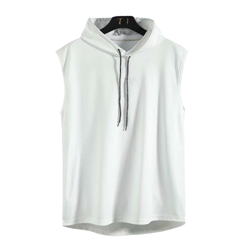 Mens Sleeveless Hooded Tank Tops Summer Gym Bodybuilding Fitness Sport Workout Singlet Solid Color Sports Vest thumbnail 3