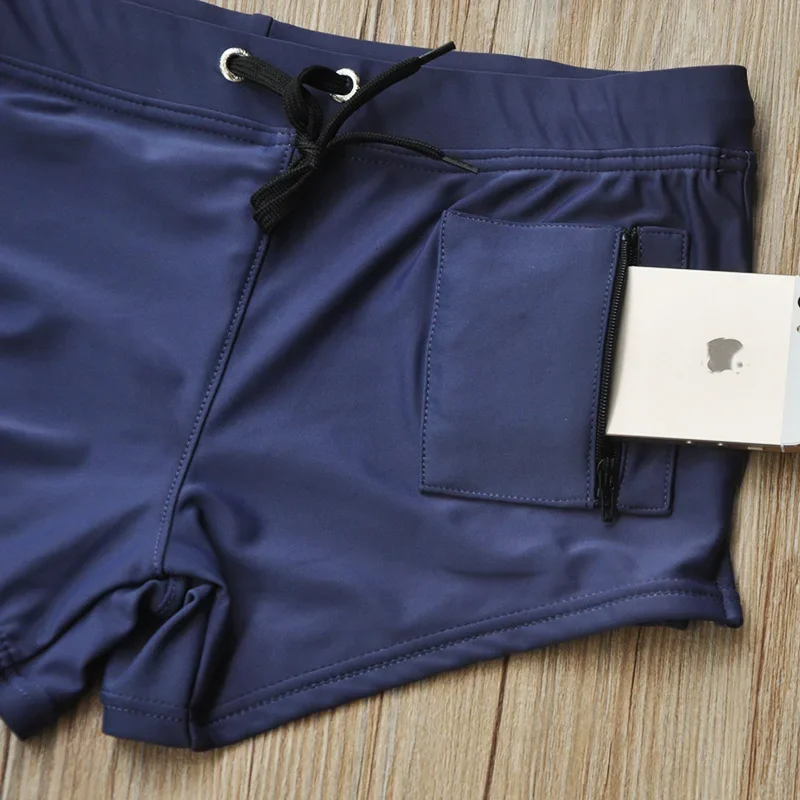 Mens Swim Trunk Swimwear with Zipper Pocket Bathing Suit Swimming Boxer Brief Square Leg Mesh Liner Board Shorts Swimsuits thumbnail 4