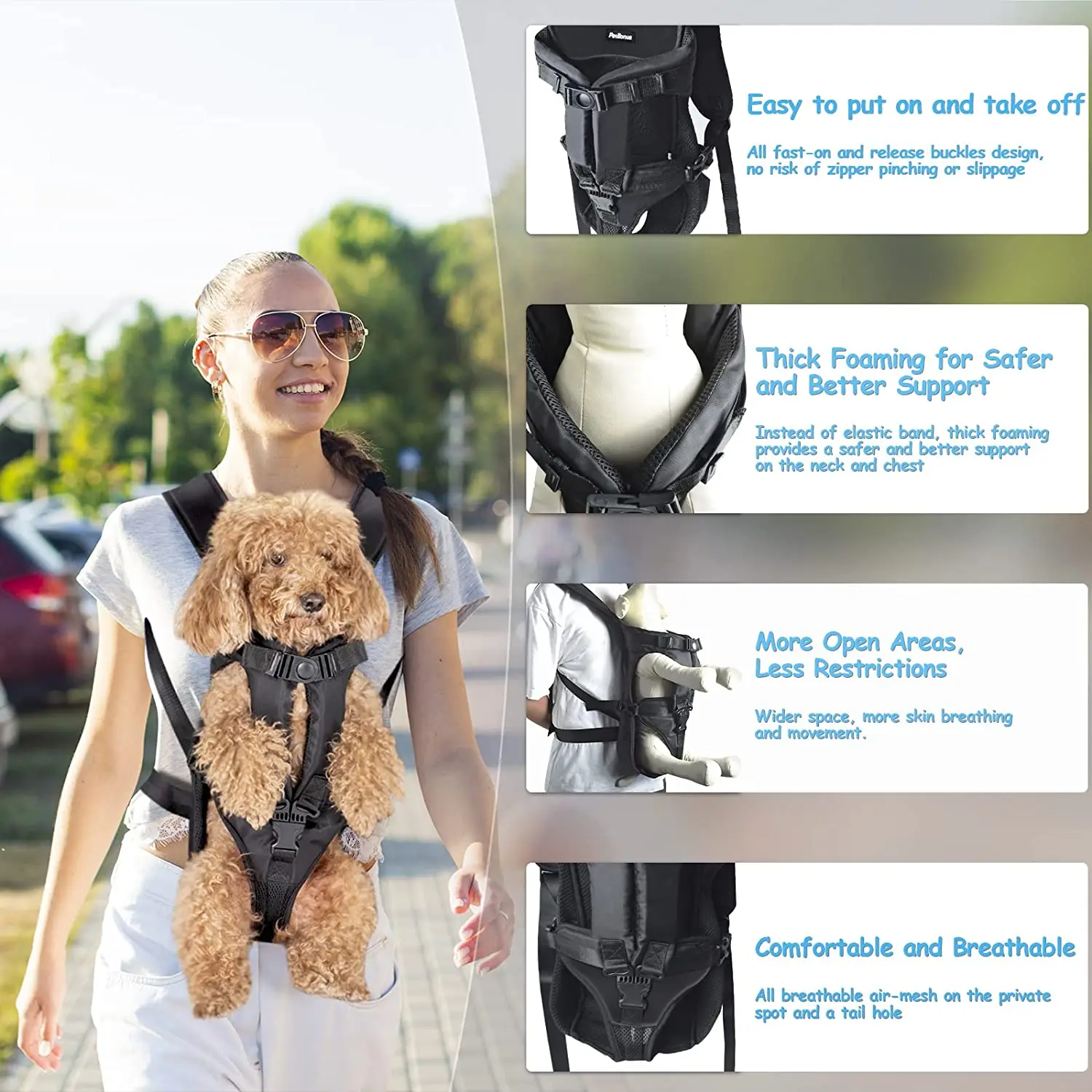 Pet Backpack Carrier For Cat Dogs Front Travel Dog Bag Carrying For Animals Small Medium Dogs Bulldog Puppy Mochila Para Perro thumbnail 3