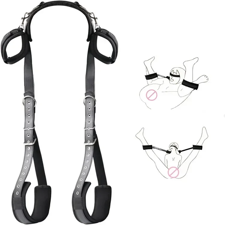 BDSM Sex Handcuffs Restraints Open Leg Ankle Cuffs SM Bondage Harness Bed Bandage Straps Slave Sex Toy Erotic Accessories Kits thumbnail 3
