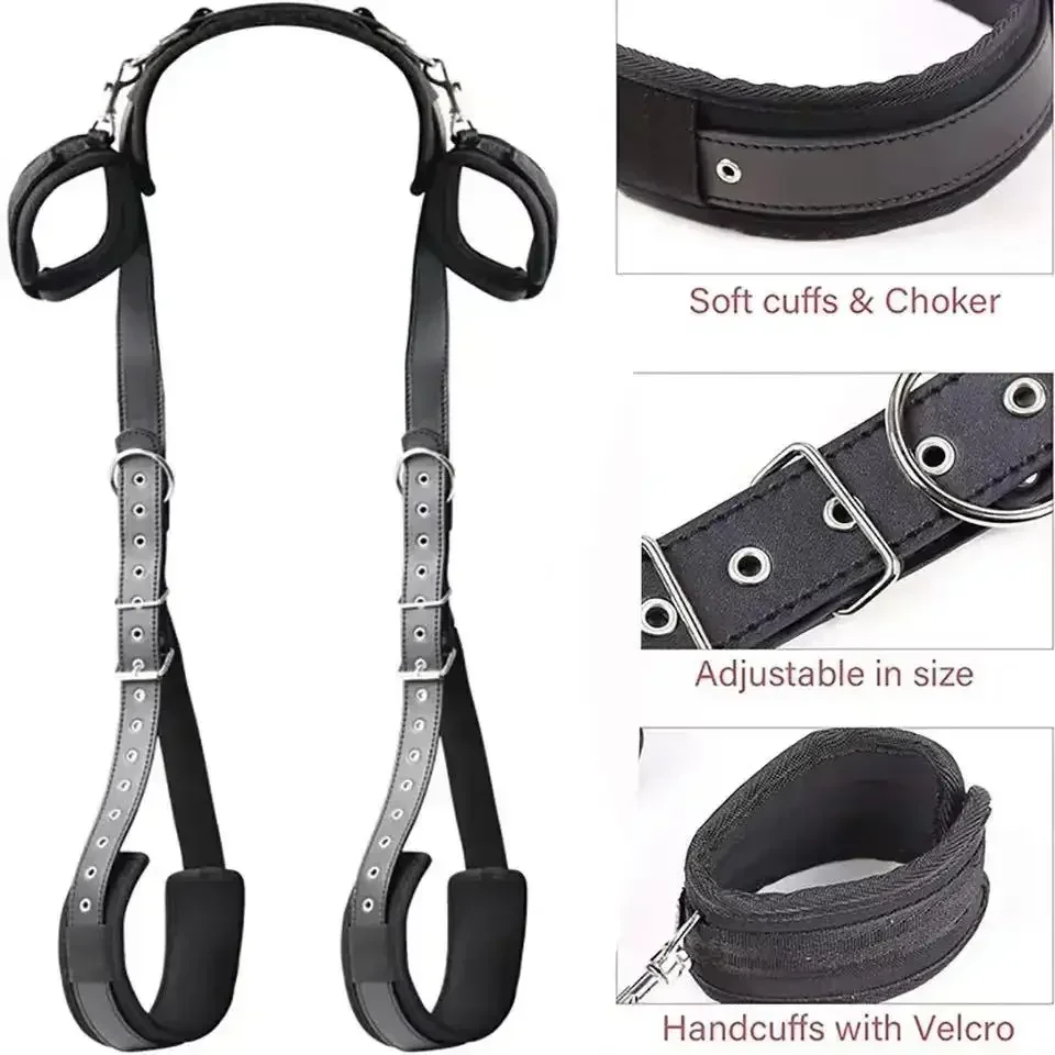 BDSM Sex Handcuffs Restraints Open Leg Ankle Cuffs SM Bondage Harness Bed Bandage Straps Slave Sex Toy Erotic Accessories Kits thumbnail 5