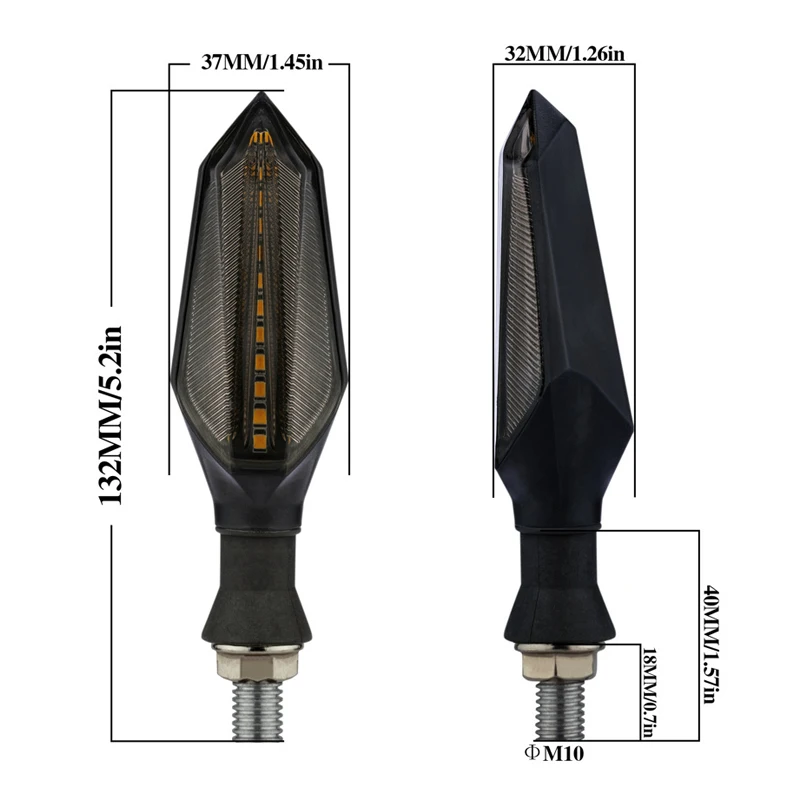Motorcycle LED Turn Signal Lights Double Side Flowing Flash Indicator Lights Amber Flash Lamps For Honda CBR600RR CB1000R thumbnail 2