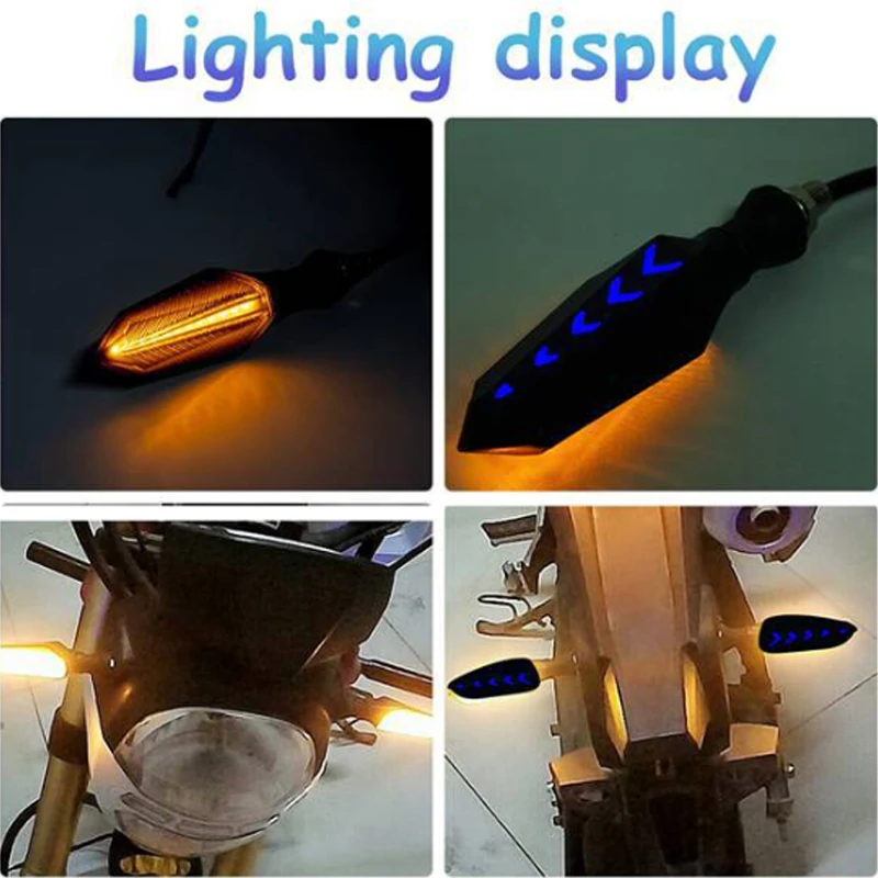 Motorcycle LED Turn Signal Lights Double Side Flowing Flash Indicator Lights Amber Flash Lamps For Honda CBR600RR CB1000R thumbnail 6