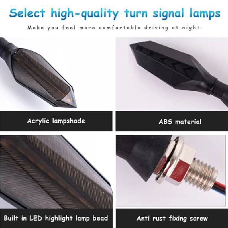 Motorcycle LED Turn Signal Lights Double Side Flowing Flash Indicator Lights Amber Flash Lamps For Honda CBR600RR CB1000R thumbnail 5