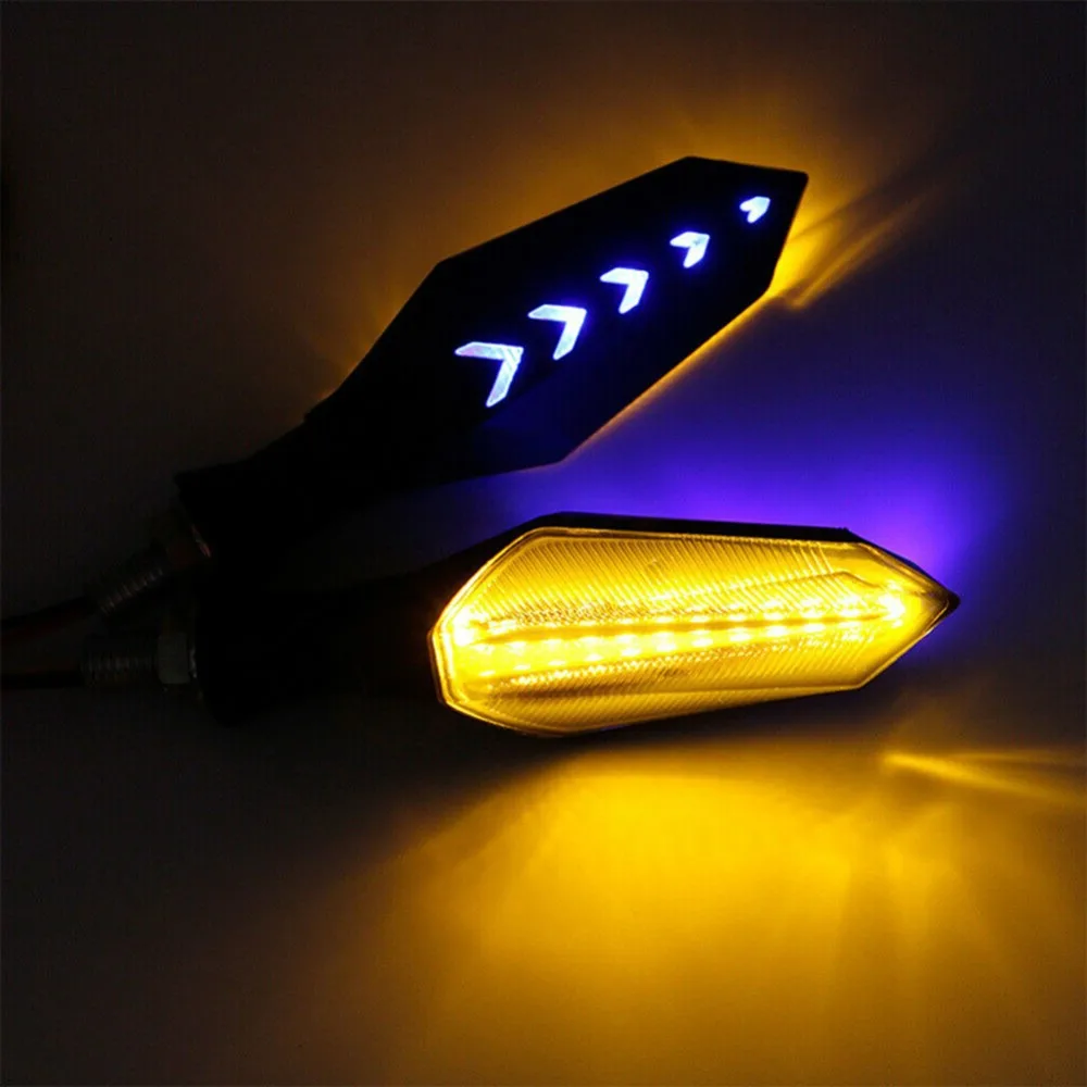 Motorcycle LED Turn Signal Lights Double Side Flowing Flash Indicator Lights Amber Flash Lamps For Honda CBR600RR CB1000R thumbnail 4