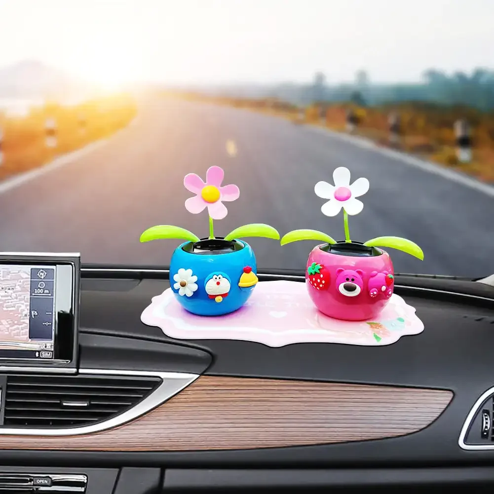 Car Ornament Funny Solar Powered Cartoon Vibrant Ornamental Decoration Gifts Automobile Dashboard Dancing Flower Swinging Toy thumbnail 2