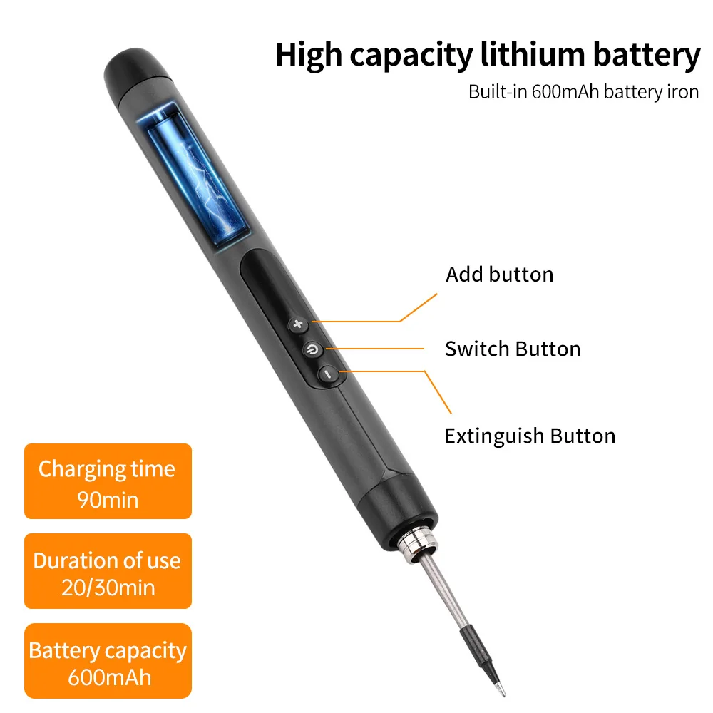 USB Soldering Iron Mini Small Soldering Iron Set Portable Household Type-C Interface 600mAh Battery Adjustable Temperature thumbnail 4