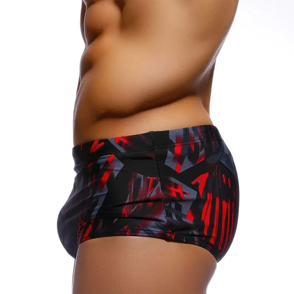 Men Swimwear Brazilian Traditional Cut Swimsuits Swim Bikini Surf Boxer Briefs Board Shorts Trunks Black and Red Sunga thumbnail 2