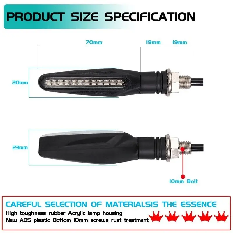 Motorcycle Turn Signal Lights 12V LED Multi-Function Waterproof Motorcycle Blinkers With Running Light & Brake Light Accessories thumbnail 2
