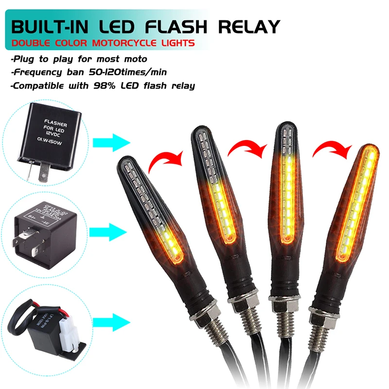 Motorcycle Turn Signal Lights 12V LED Multi-Function Waterproof Motorcycle Blinkers With Running Light & Brake Light Accessories thumbnail 5