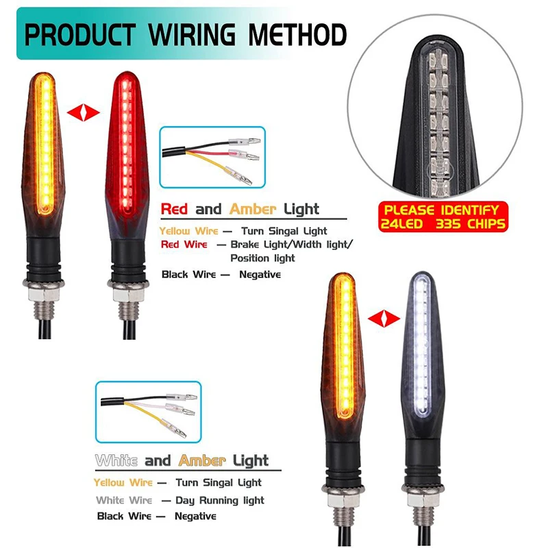 Motorcycle Turn Signal Lights 12V LED Multi-Function Waterproof Motorcycle Blinkers With Running Light & Brake Light Accessories thumbnail 6