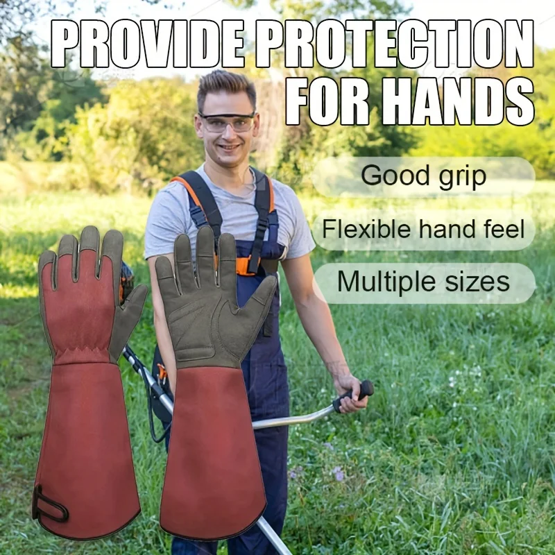 Long Style Gardening Gloves Thorn Proof Gloves Canvas Rose Pruning Garden Gloves with Touch Screen Breathable Work Gloves thumbnail 2