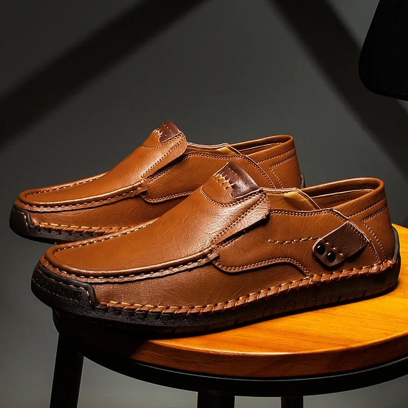 Mens Loafers Breathable Slip on Italian Driving Shoes Chaussure Homme Genuine Leather Men Handmade Casual Shoes thumbnail 3