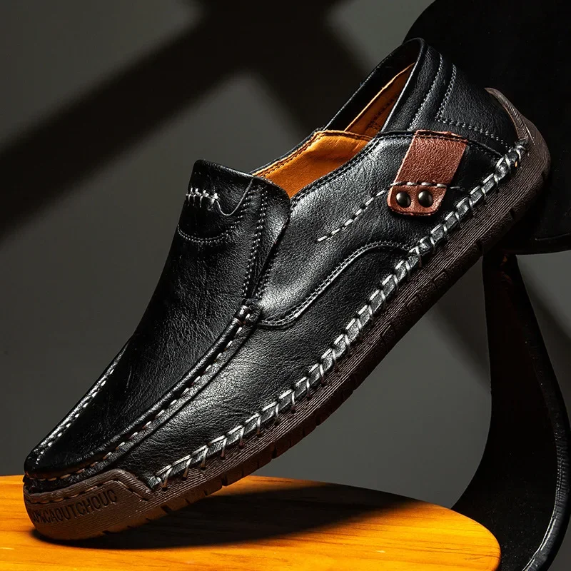 Mens Loafers Breathable Slip on Italian Driving Shoes Chaussure Homme Genuine Leather Men Handmade Casual Shoes thumbnail 4