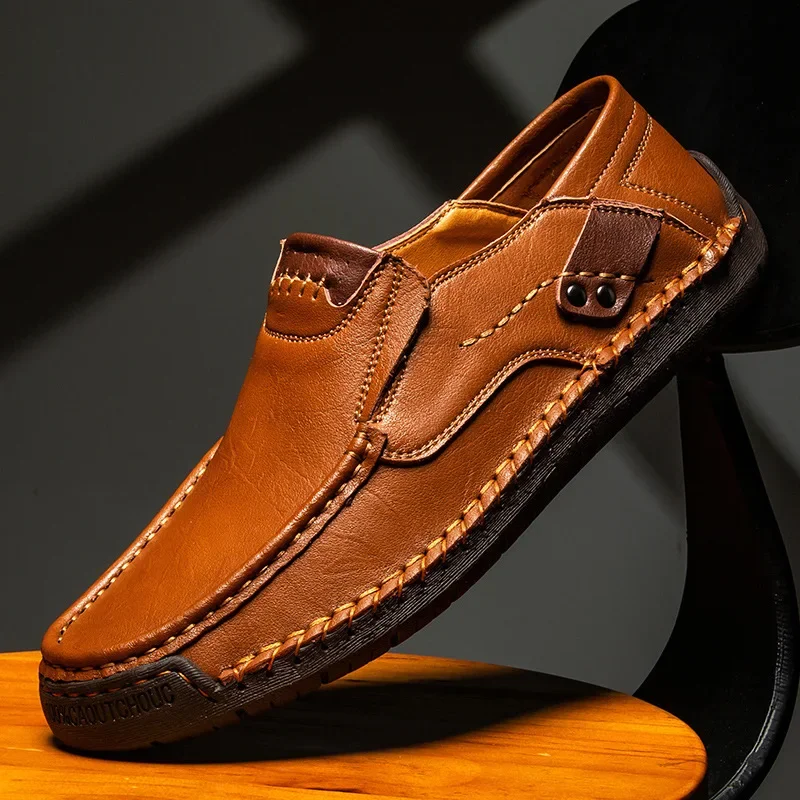 Mens Loafers Breathable Slip on Italian Driving Shoes Chaussure Homme Genuine Leather Men Handmade Casual Shoes thumbnail 2
