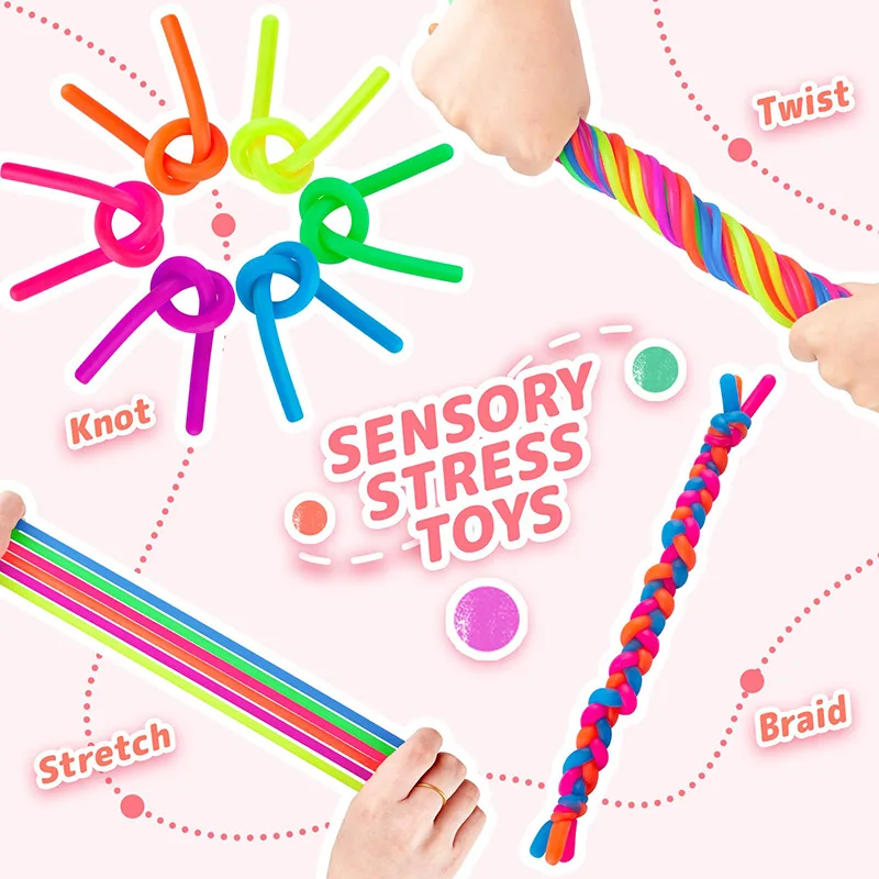 10/30PCS Noodle Pack Stretchy Strings Fidget Toys Silent Fidget Toys Relieve Stress Adult Anxiety Stress Autistic ADD ADHD Toy thumbnail 3