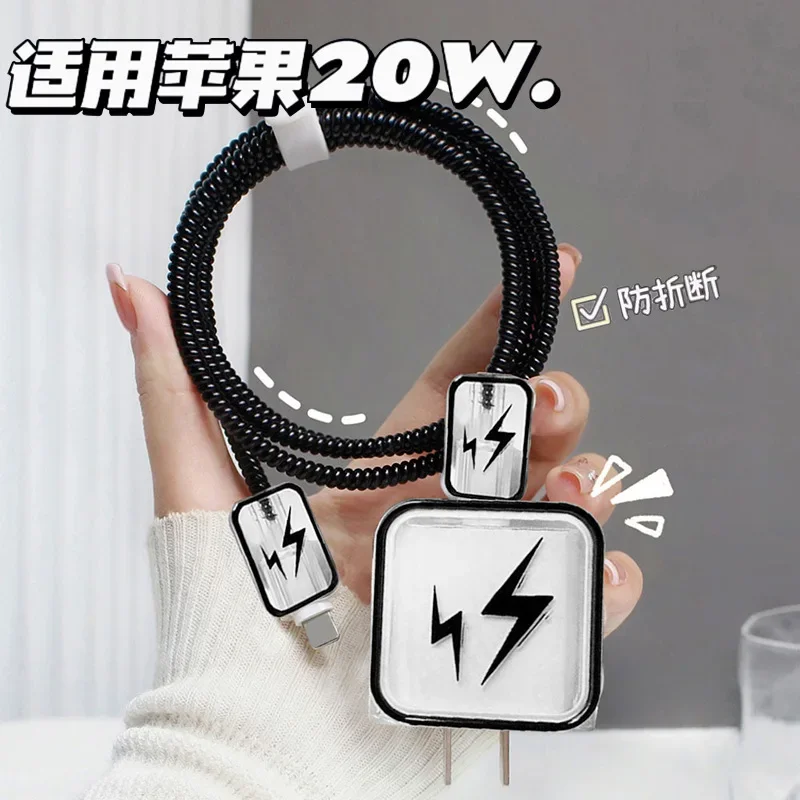 Charger Protector Case for IPhone 15 14 13 12 Pro Max 18/20W Charger Case Shell USB Cable Cover Charging Data Cord Winder Wrap thumbnail 2