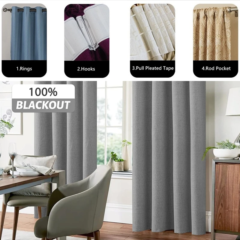 350cm Height Custom Made 100% Blackout Living Room Window Curtains Bedroom Curtains Drapes Solid Color Kitchen Curtain thumbnail 5