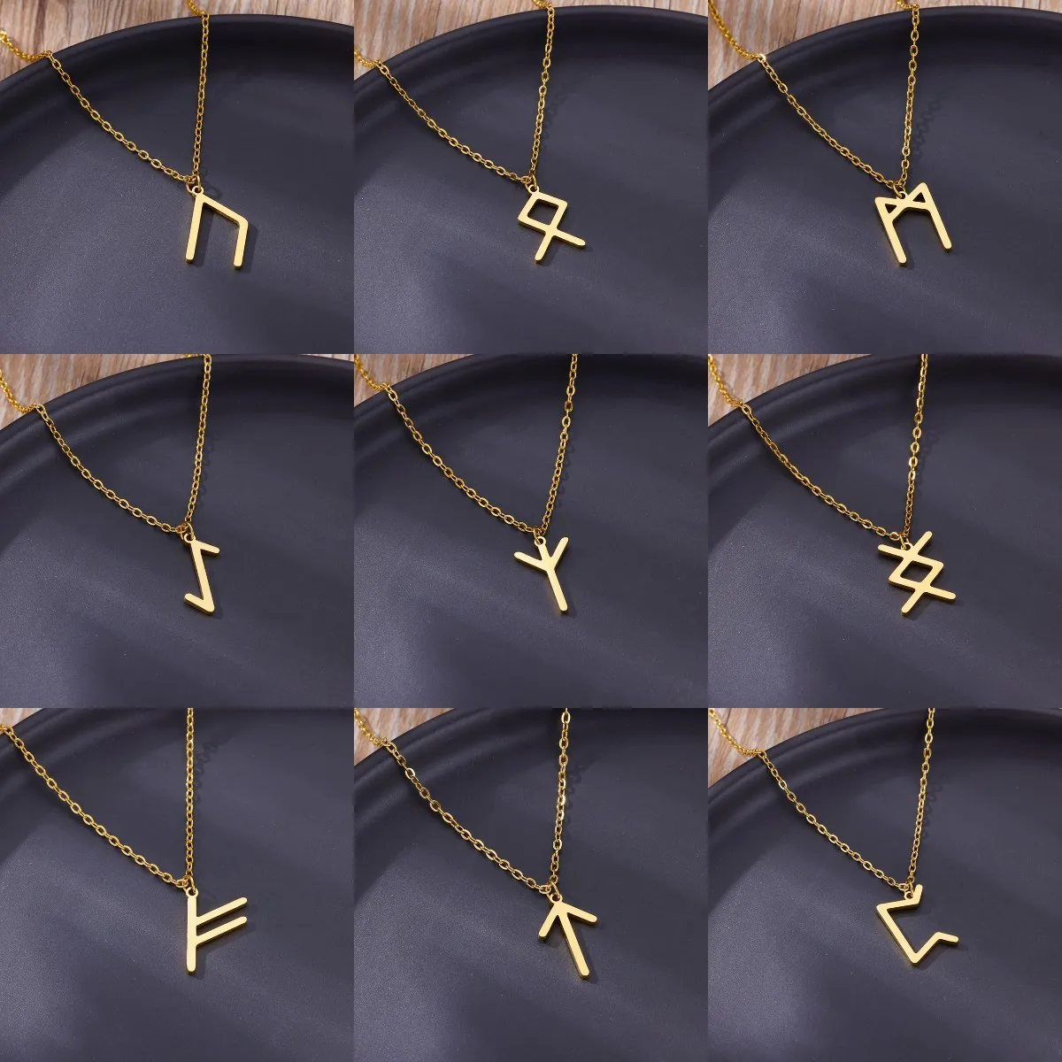 Vikings Rune Pendant Stainless Steel necklace For Women Refined Norse Runic Pendants Accessories Jewelry Gift thumbnail 5