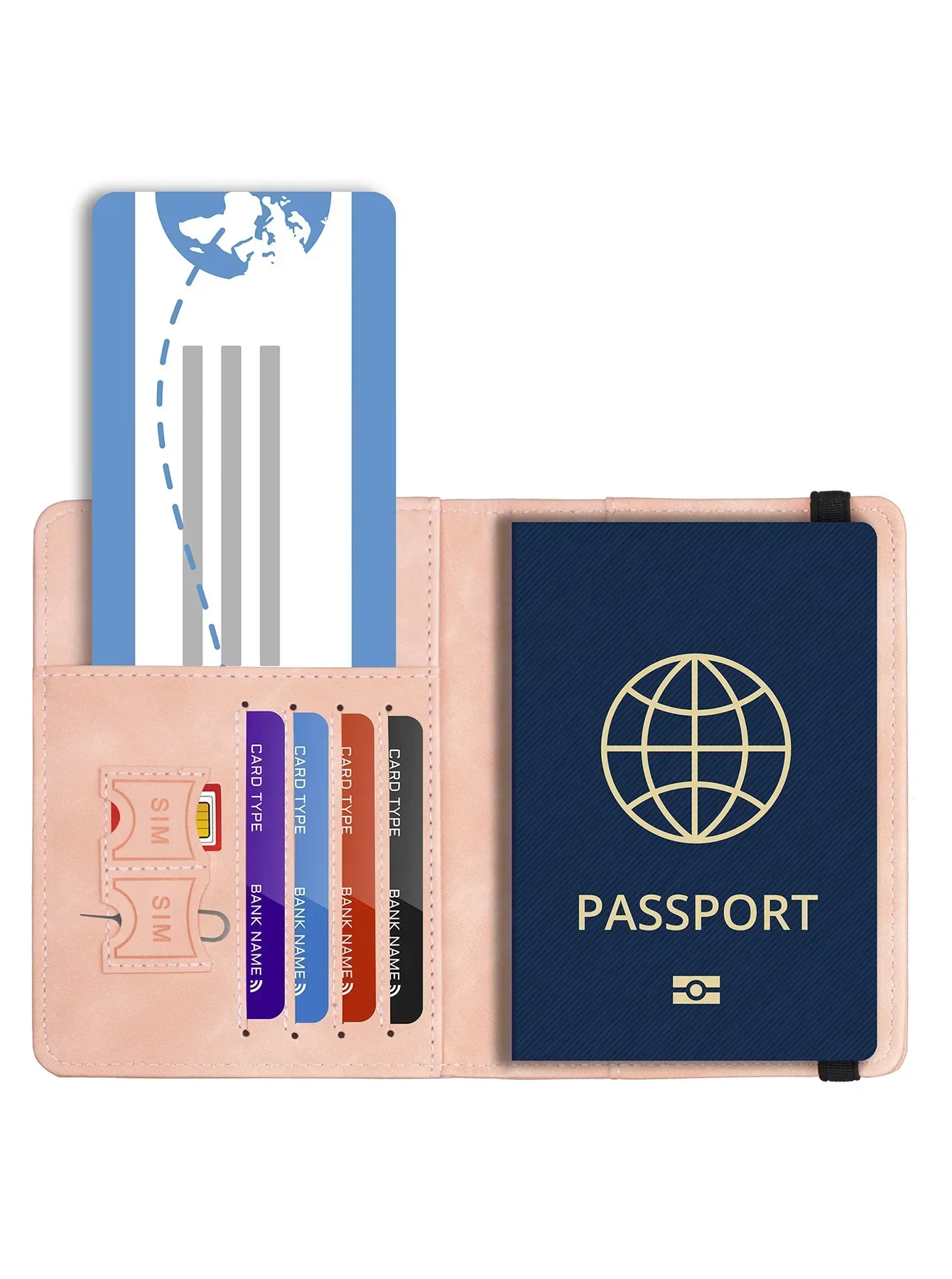 RFID Blocking Leather Card Case Passport Holder Cover Wallet Travel Accessories for Women Men thumbnail 2