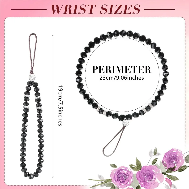 Crystal Beads Phone Charm Phone Lanyard Strap Hand Wrist Lanyard Strap Ladies Anti-Lost Beaded Wrist Band Lanyard Accessories thumbnail 3