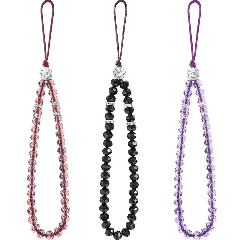 Crystal Beads Phone Charm Phone Lanyard Strap Hand Wrist Lanyard Strap Ladies Anti-Lost Beaded Wrist Band Lanyard Accessories thumbnail 2