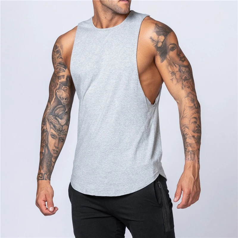 Men's Gym Clothing Summer Fitness Cotton Tank Top Men Jogging Bodybuilding Sleeveless Shirt Breathable O-Neck Casual Muscle Vest thumbnail 6