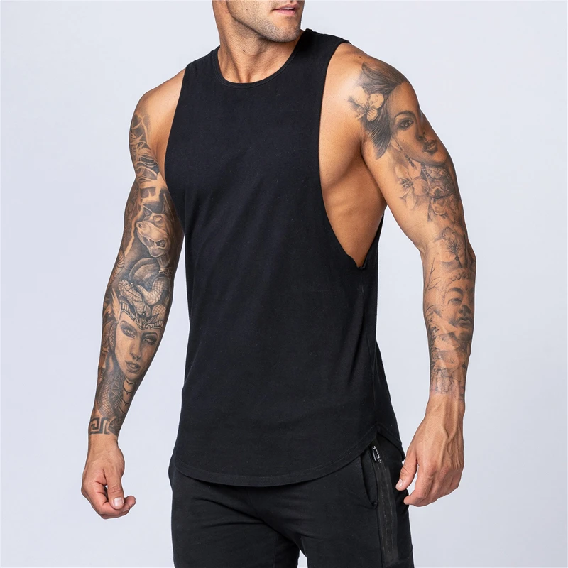 Men's Gym Clothing Summer Fitness Cotton Tank Top Men Jogging Bodybuilding Sleeveless Shirt Breathable O-Neck Casual Muscle Vest thumbnail 4