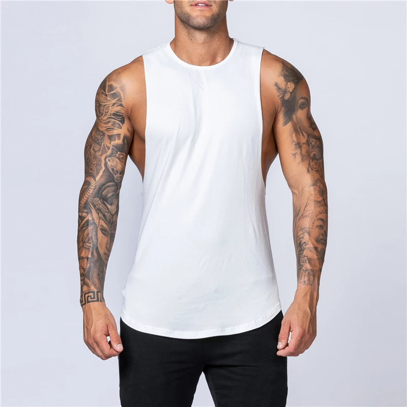 Men's Gym Clothing Summer Fitness Cotton Tank Top Men Jogging Bodybuilding Sleeveless Shirt Breathable O-Neck Casual Muscle Vest thumbnail 2