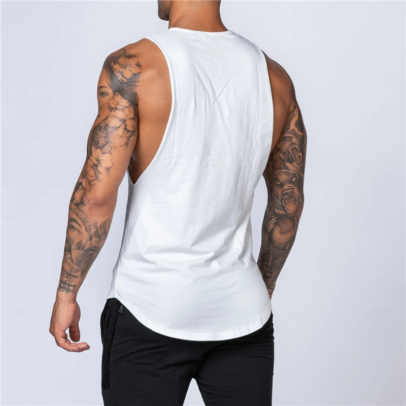 Men's Gym Clothing Summer Fitness Cotton Tank Top Men Jogging Bodybuilding Sleeveless Shirt Breathable O-Neck Casual Muscle Vest thumbnail 3