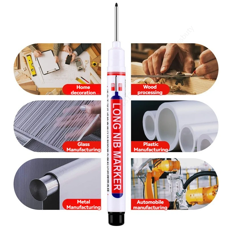 4Pcs White 20mm Deep Hole Long Nib Head Markers Set for Metal Perforating Pen Bathroom Woodworking Decoration Multi-Purpose thumbnail 4