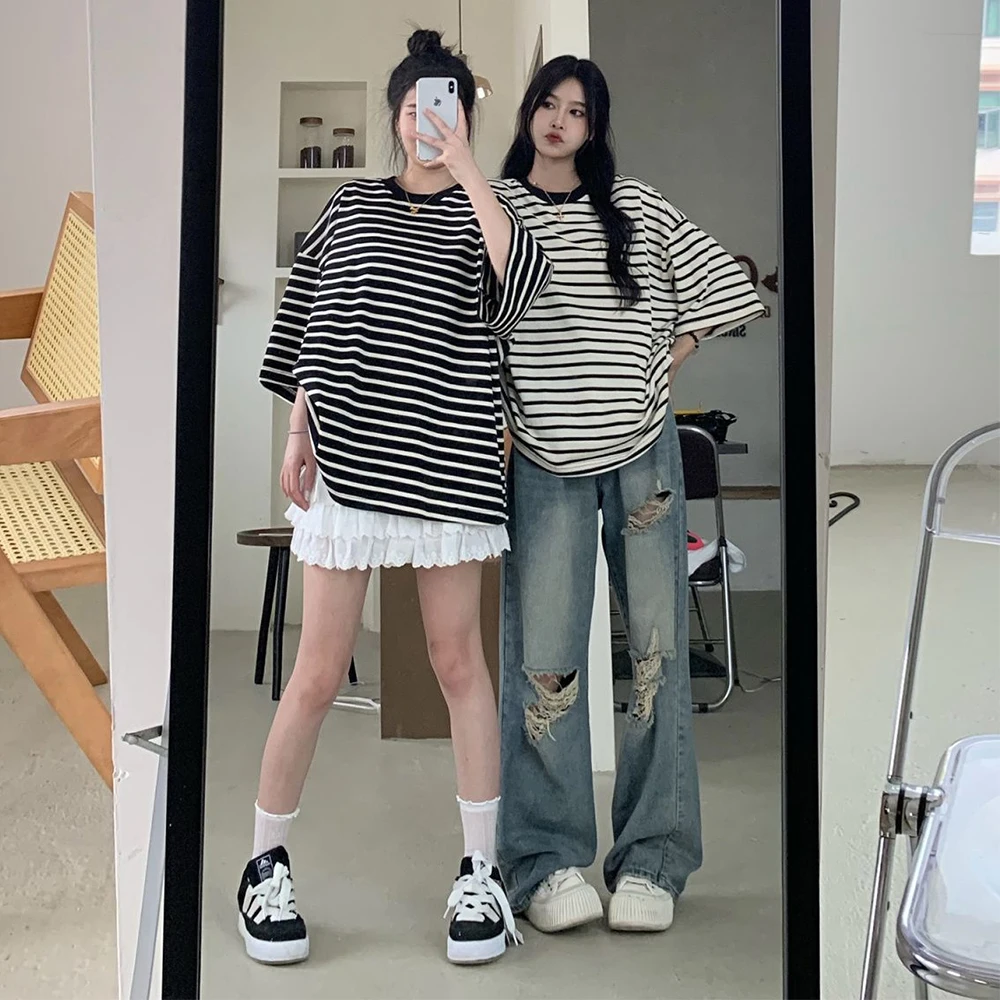 American Retro Hole-punched Jeans Women High Waist Straight-crotch Loose Slim Design High-street Vibe Wide-legged Dragging Pants thumbnail 6