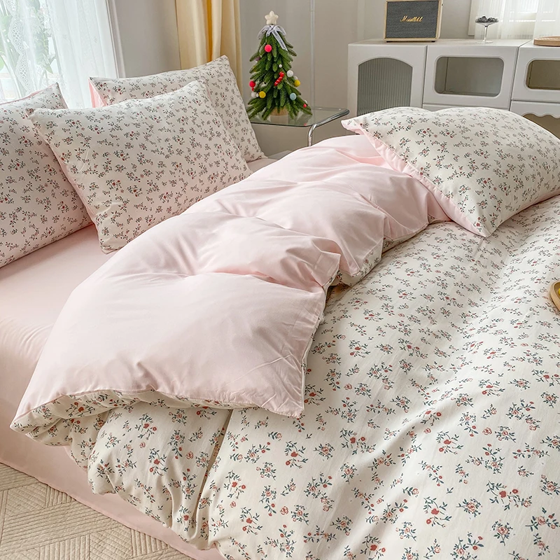 3-piece  Knitted And Washed Double-layer Yarn Set  Including One Quilt Cover And A Pair Of Pillowcases thumbnail 6