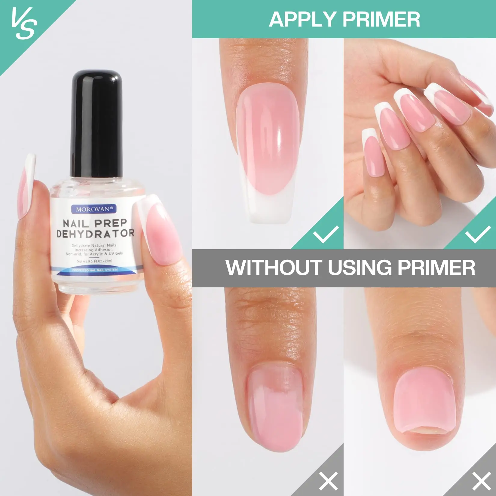 Morovan Natural Nail Dehydrator and Acid-Free Primer Nail Dehydrator for Acrylic and Gel Nail Polish Nail Primer for U V Gel thumbnail 5