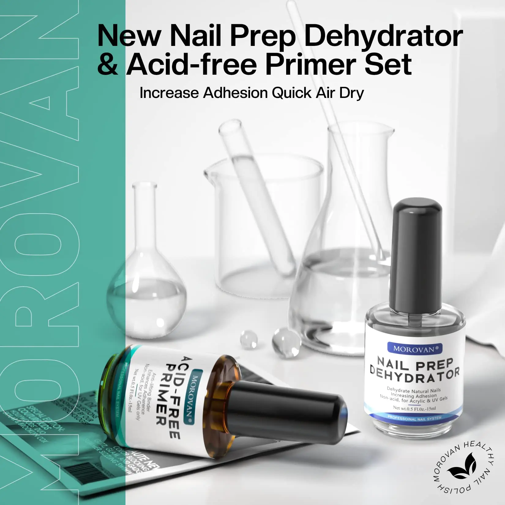 Morovan Natural Nail Dehydrator and Acid-Free Primer Nail Dehydrator for Acrylic and Gel Nail Polish Nail Primer for U V Gel thumbnail 2