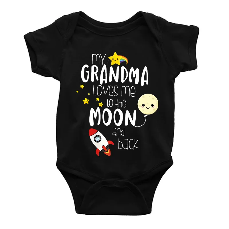 MY GRANDMA LOVES ME TO THE MOON AND BACK Funny Newborn Onesies Cut Baby Girl Boy Clothes High Quality Infant Bodysuit thumbnail 3