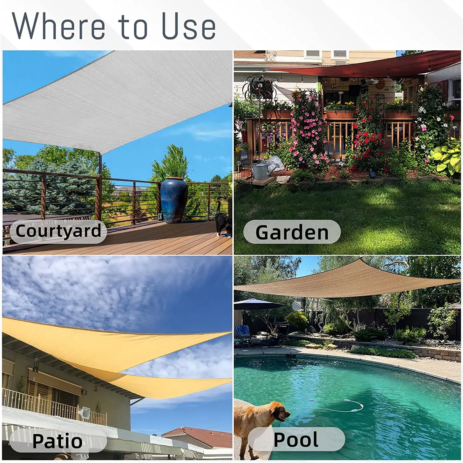 Waterproof Sun Shade Sail Canopy Rectangle UV Block Sun Shelter For Outdoor Garden Patio Backyard Terraza Awning Privacy Screen thumbnail 6