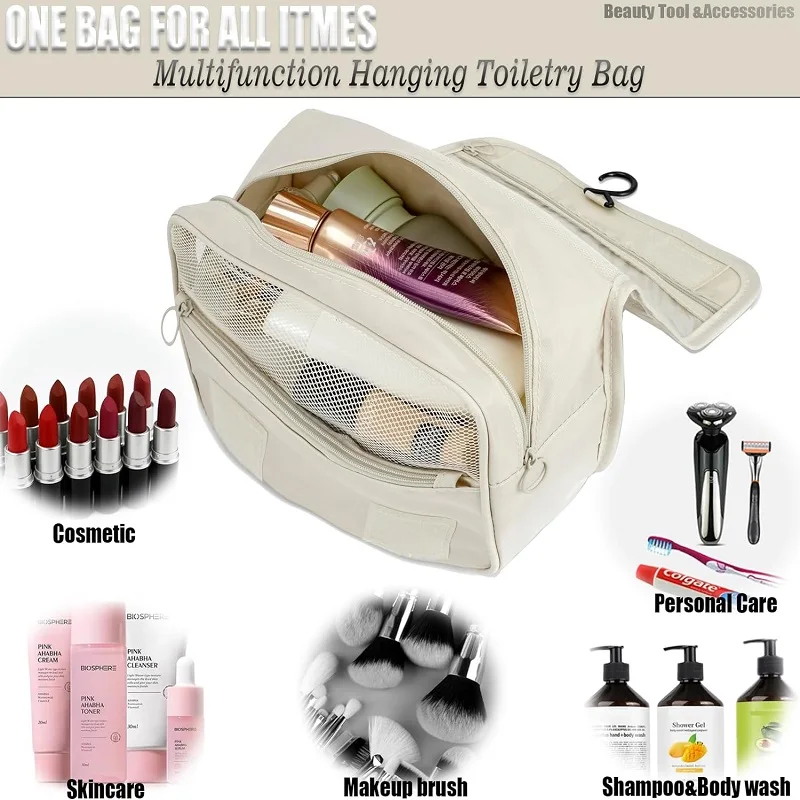 Travel Makeup Bag High Capacity Toiletries Storage Pouch Travel Make Up Organizer Waterproof Beauty Bag Bathroom Wash Bag thumbnail 5