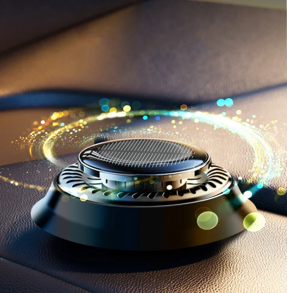 Solar Powered Car Aromatherapy Solar automatic rotation Car Air Freshener Fragrance Car Ornaments Car Diffuser for Essential Oil thumbnail 2