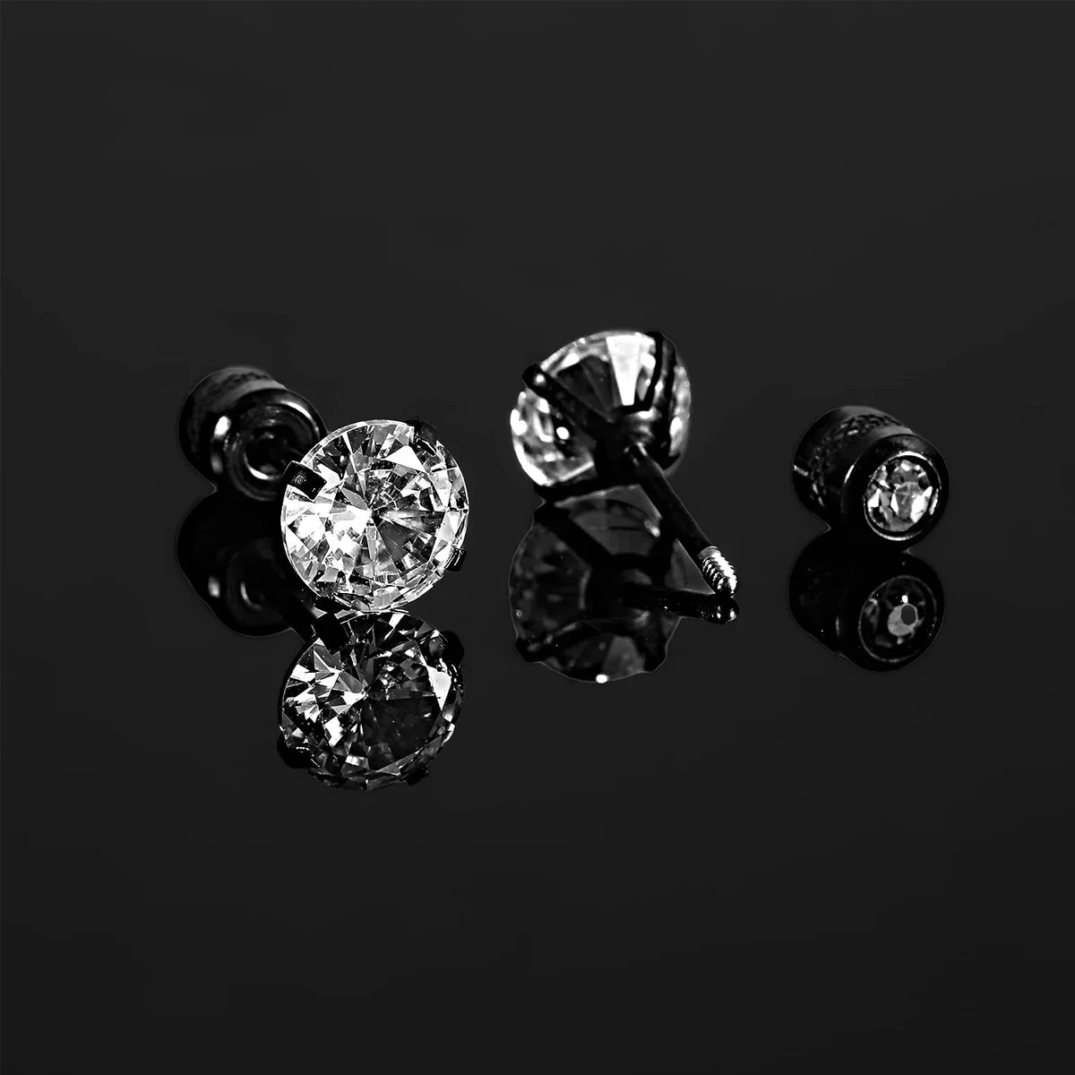 Glamorous Stainless Steel & Zircon Stud Earrings for Men – Hypoallergenic 5-Pairs Set, Durable & Versatile thumbnail 5