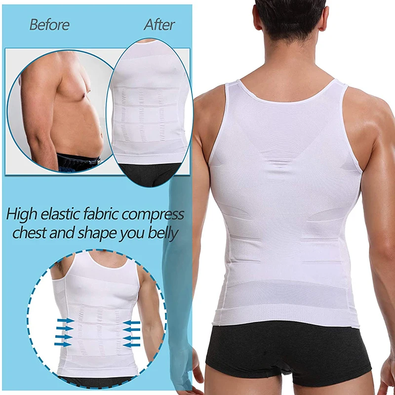 Men Slimming Body Shaper Chest Compression Shirts Tummy Control Shapewear Abdomen Slimming Vest Waist Trainer Corset Tank Top thumbnail 4